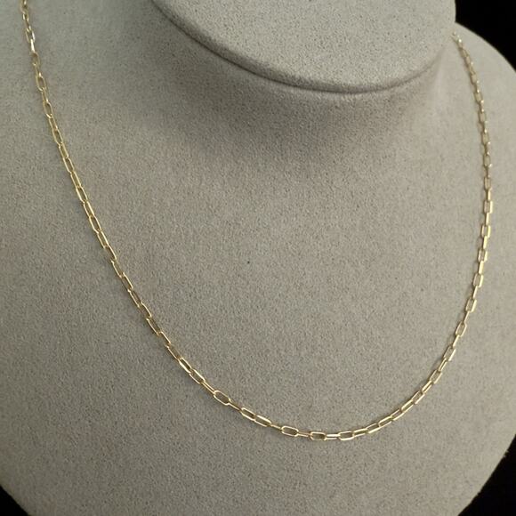Solid 10k Yellow Gold Paper Clip Necklace 20in 1.8mm~NEW - Picture 1 of 9